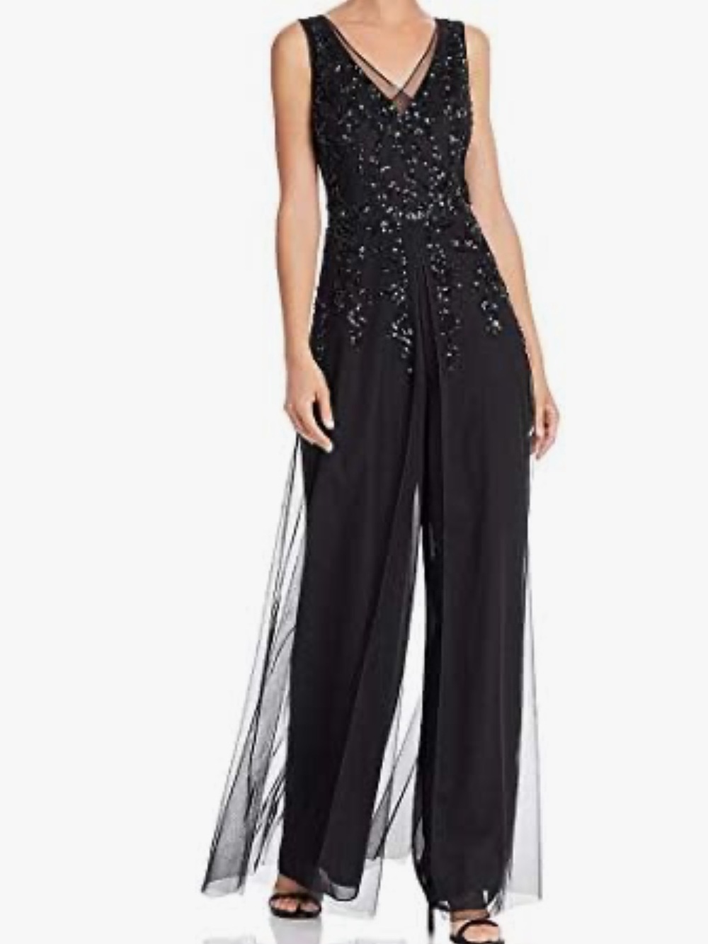 Adrianna Papell Women's Beaded Georgette Jumpsuit black - Picture 2 of 10